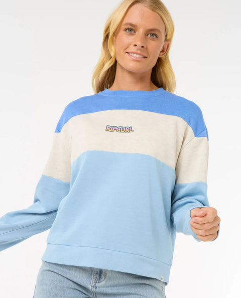 "Las Dalias" Colourblock Crew - Oatmeal Marle