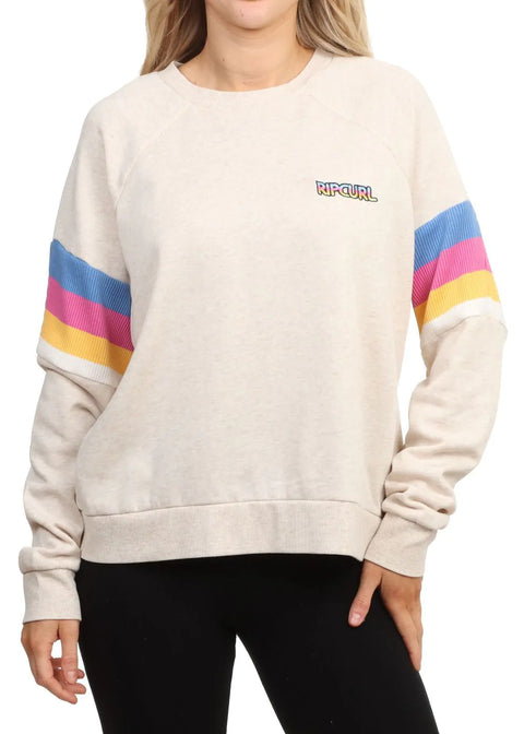 "Las Dalias" Raglan Crew - Oatmeal Marle