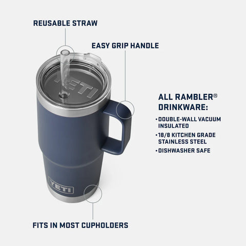 Rambler 25oz Mug with Straw Lid - Power Pink