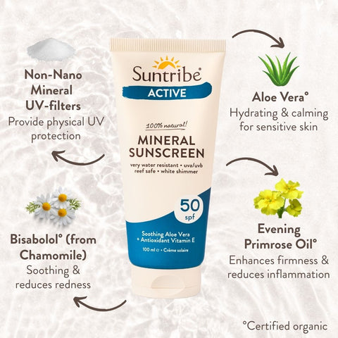 Active Organic Mineral Sunscreen SPF 50 - 100g
