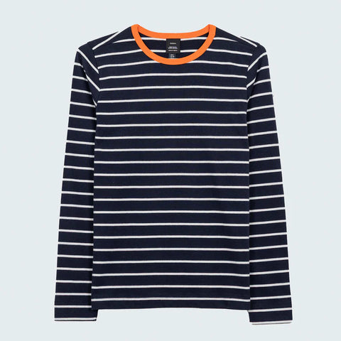 Eldon LS Stripe - Navy/Ecru/Flame