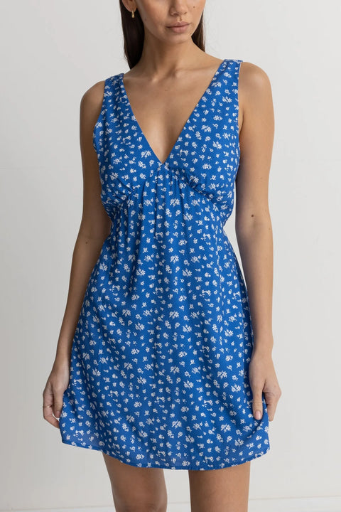 Elodie Floral Mini Dress - Blue