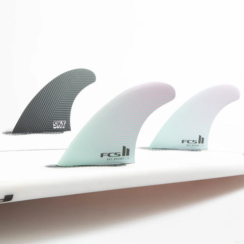 FCS2 Sky Brown "SB" Permforance Core Tri Fin Set - Small - Seafoam/Lavender