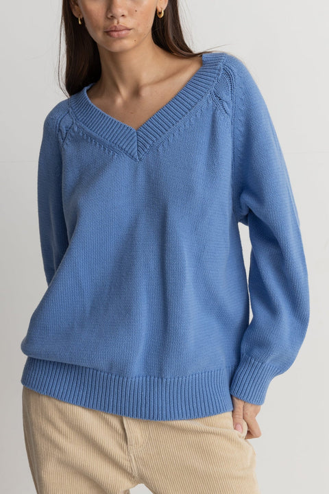 Moonstone Oversized V Neck - Blue