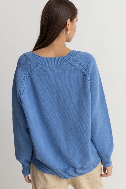 Moonstone Oversized V Neck - Blue