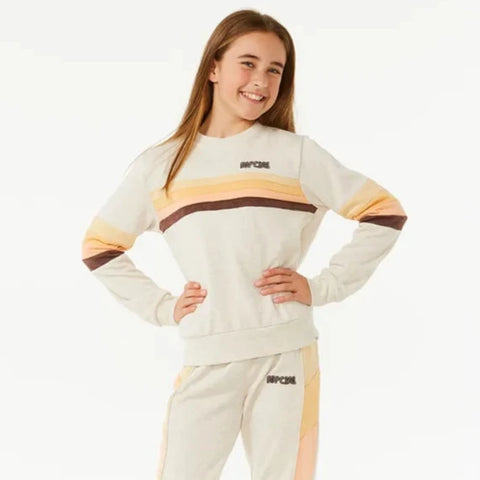 Revival Panelled Crew Girls - Oatmeal Marle