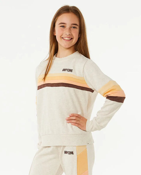 Revival Panelled Crew Girls - Oatmeal Marle
