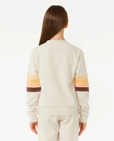 Revival Panelled Crew Girls - Oatmeal Marle