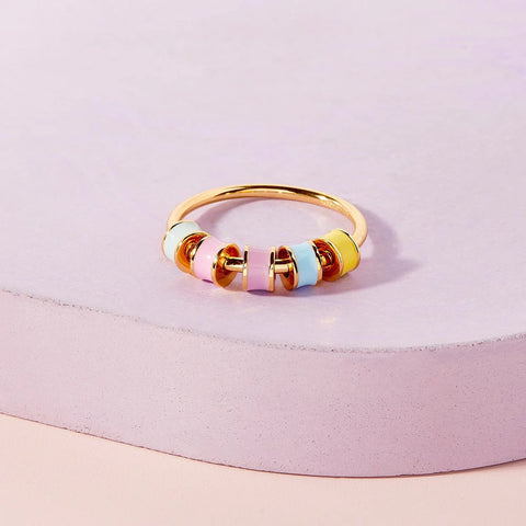 Mental Health Awareness Enamel Bead Fidget Ring - Pastel