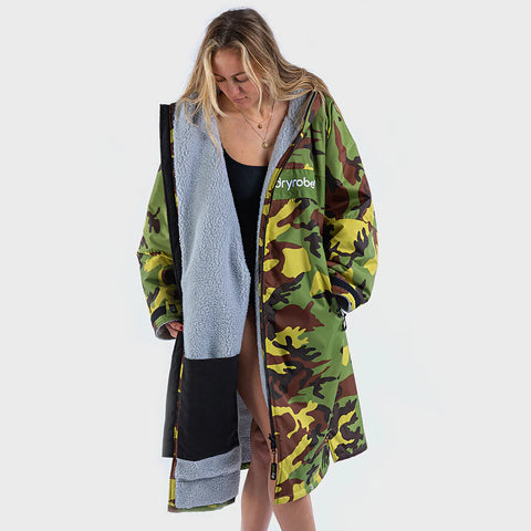 Dryrobe Advance Long Sleeve Block Colour Range - Camo Grey Green Remix