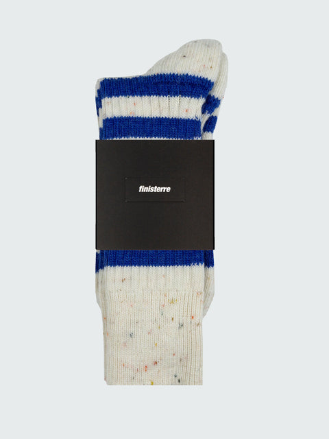 Ribbed Stripe Sock - White Nep/Cobalt