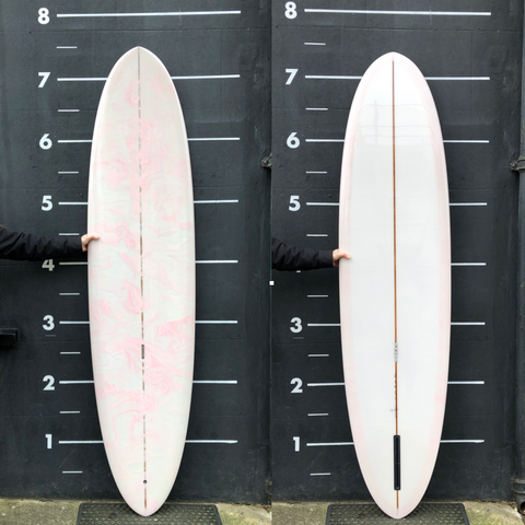 Midlength - 7'6" Pink/White Resin Swirl