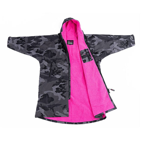 Dryrobe Advance Long Sleeve - Black Camo/Pink