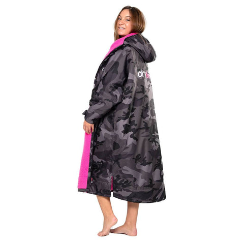 Dryrobe Advance Long Sleeve - Black Camo/Pink