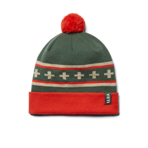 POM Beanie - Green/Orange