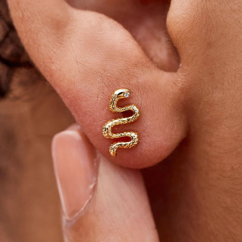 Snake Stud Earring - Gold