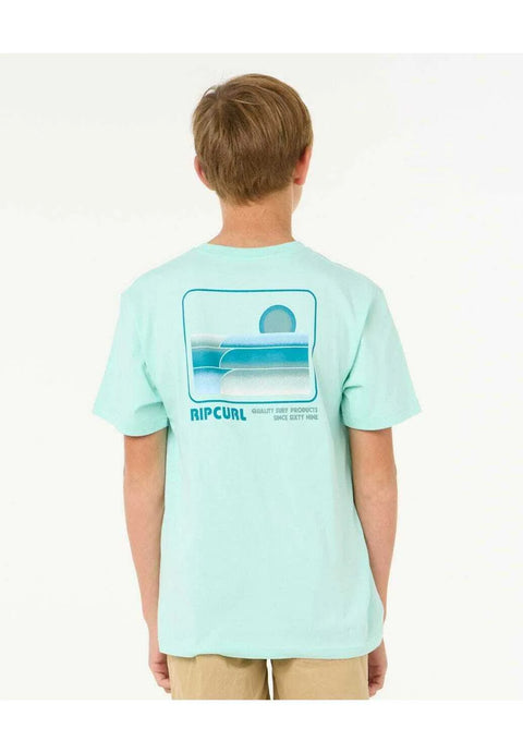 Stacked S/S Tee - Light Aqua