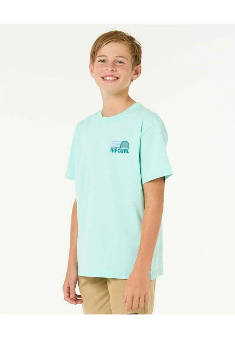 Stacked S/S Tee - Light Aqua