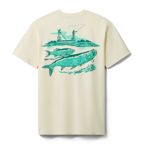 "Tarpon Flies" Shot Sleeve Tee - Ecru