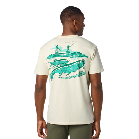 "Tarpon Flies" Shot Sleeve Tee - Ecru
