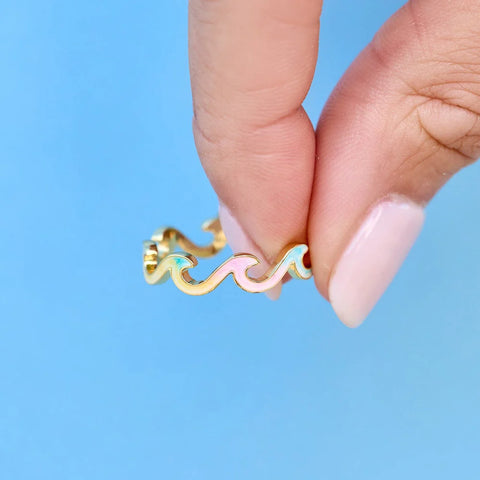 Tie Dye Enamel Wave Ring - Gold