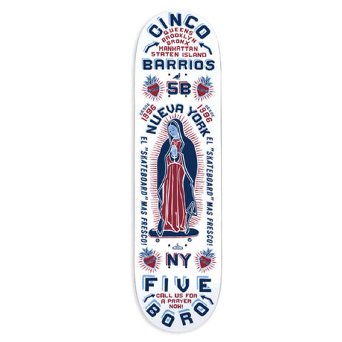 5Boro Cinco Barrios Deck White - 8.0"