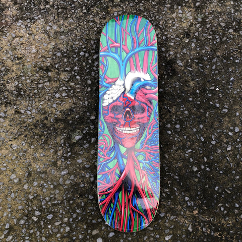 "Heart Skull" - 8.5" Green Stain - Sean Cliver