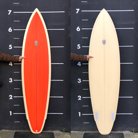 Lane Splitter Mid Length 7'2" Futures - Orange/Cream Tint