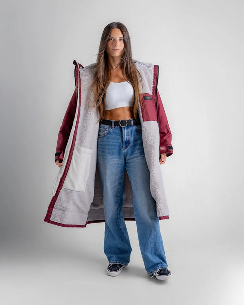 Dryrobe Advance Long Sleeve - Burgundy/Silver Grey