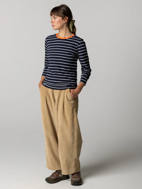 Eldon LS Stripe - Navy/Ecru/Flame