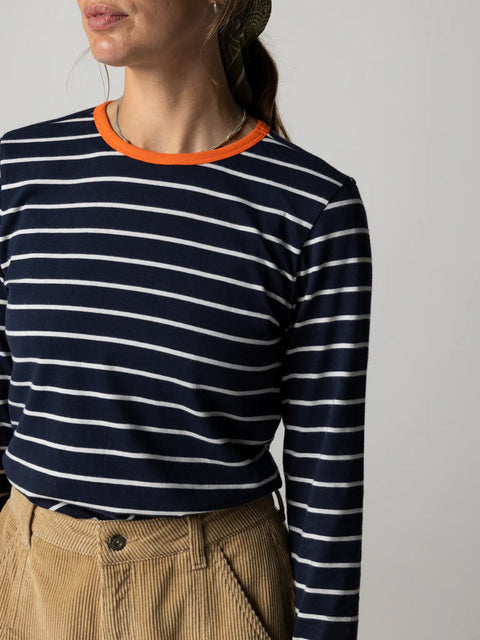 Eldon LS Stripe - Navy/Ecru/Flame