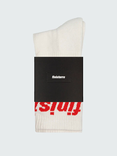 Finisterre Crew Sock - Ecru/Flame