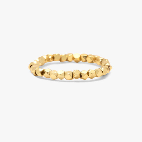 Faceted Bead Stretch Ring - Gold