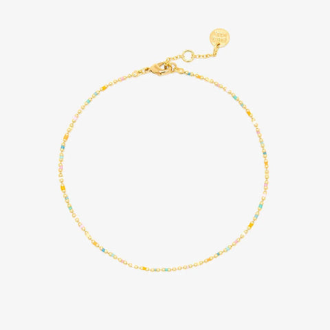 Dainty Enamel Chain Anklet - Gold