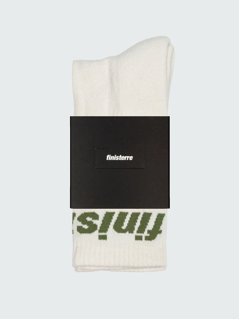 Finisterre Crew Sock - Ecru/Marsh Green