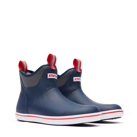 Men's 6" Ankle Deck Boots - Navy/Red