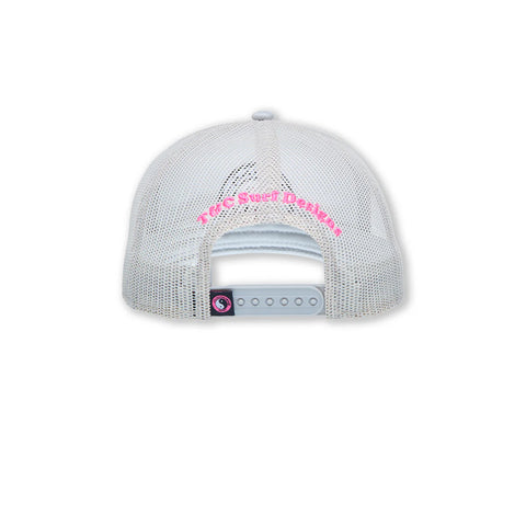 YY Plain Trucker Cap - Grey/Pink Logo