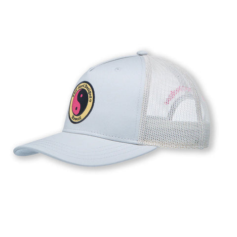 YY Plain Trucker Cap - Grey/Pink Logo