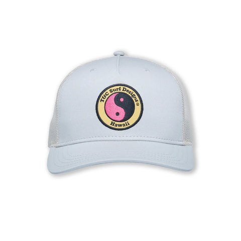 YY Plain Trucker Cap - Grey/Pink Logo