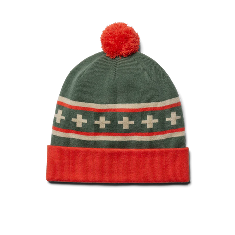 POM Beanie - Green/Orange