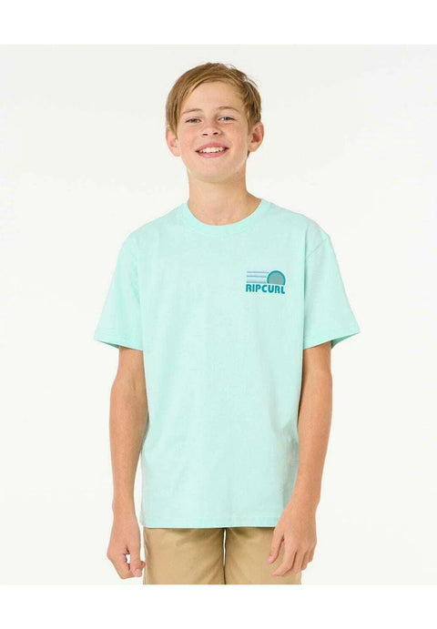 Stacked S/S Tee - Light Aqua