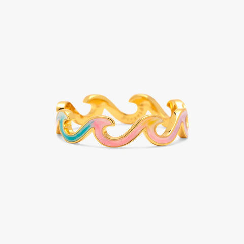 Tie Dye Enamel Wave Ring - Gold