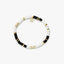 Black And White Stretch Vinyl Bracelet - Gold