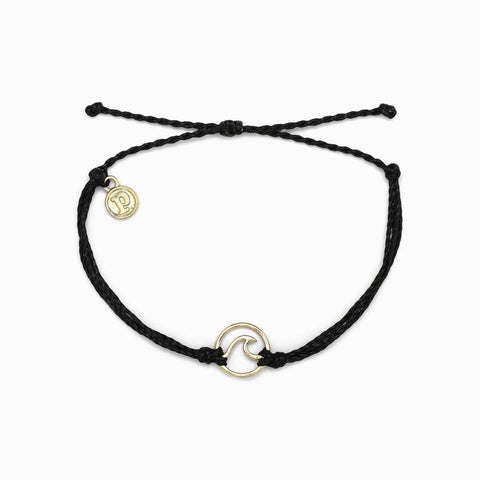 Gold Wave Charm Bracelet -Black